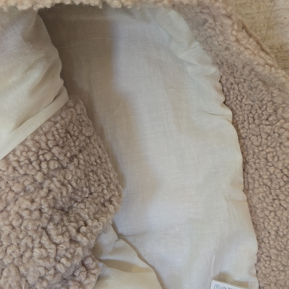 Mango MNG Casual Cozy Tan Sherpa Button Down Teddy Bear Jacket - Picture 7 of 11
